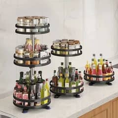 3 TIER CARBON METAL SPICE ROTATING RACK