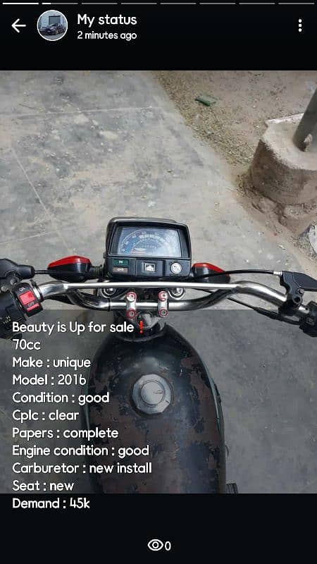 unique 70cc 2016 model for sale 3