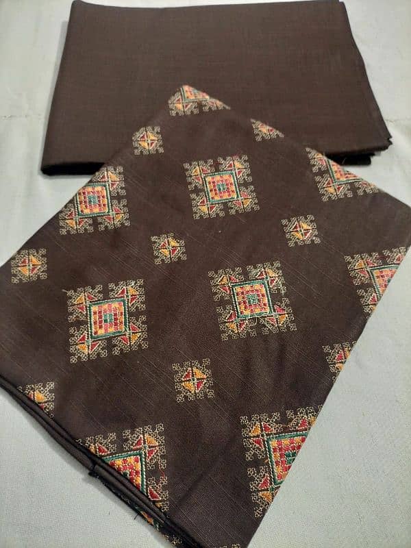 Khaddar and Karandi embroidered 2pc suits 4