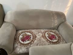 Beige velvet 7 seater sofa set