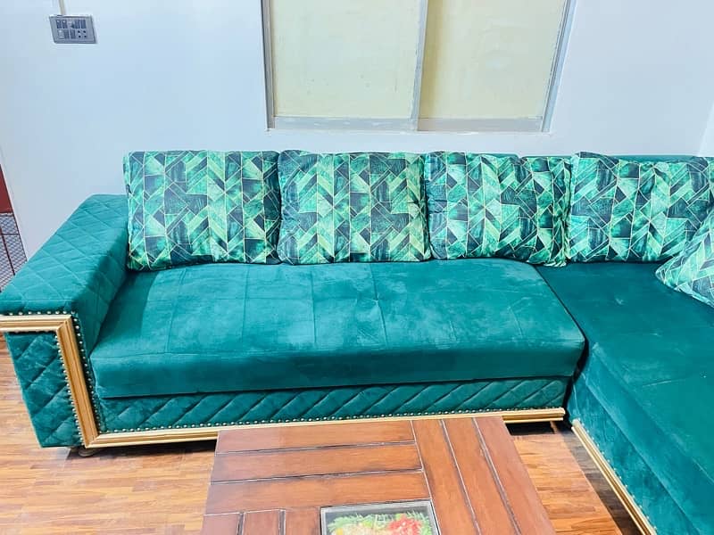 L Shape Sofa Set *Green Color* 4