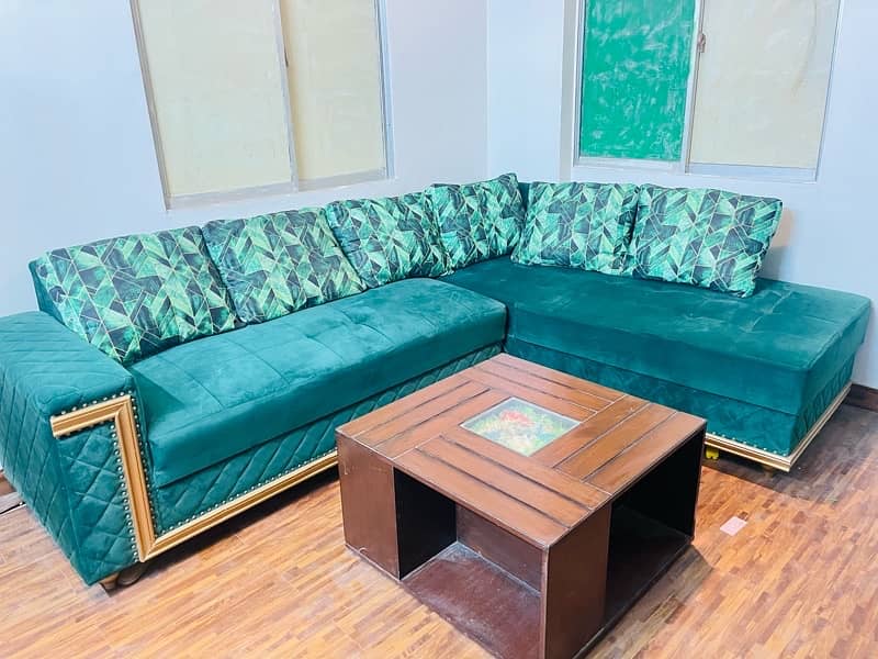 L Shape Sofa Set *Green Color* 5