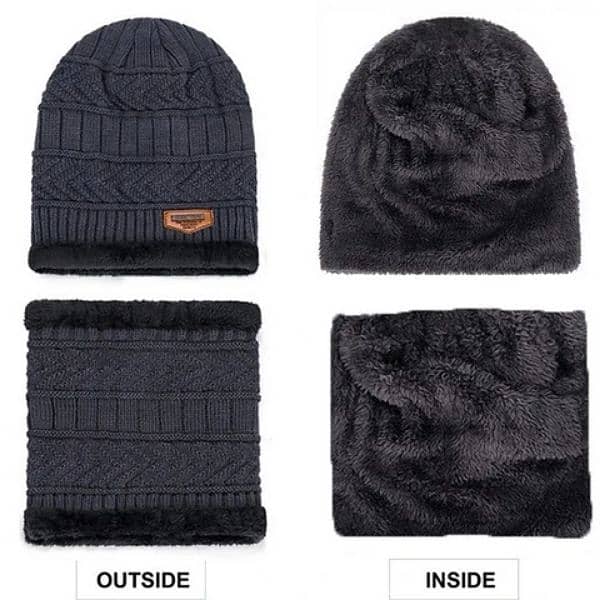 2 Piece Winter Wool Cap + Neck Warmer 2