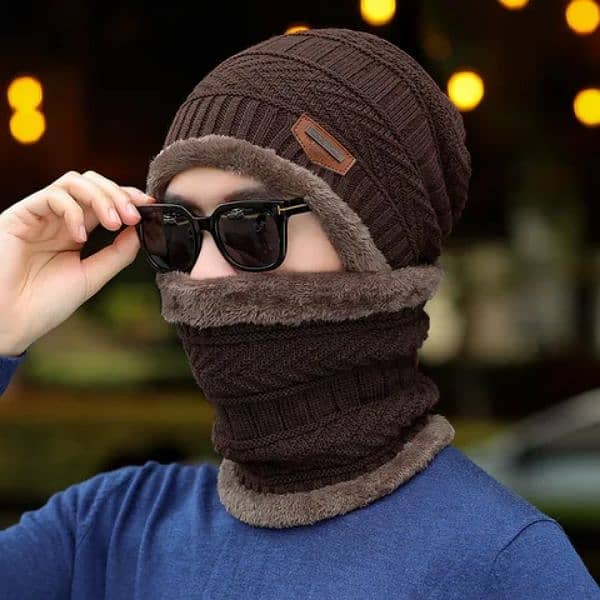 2 Piece Winter Wool Cap + Neck Warmer 3