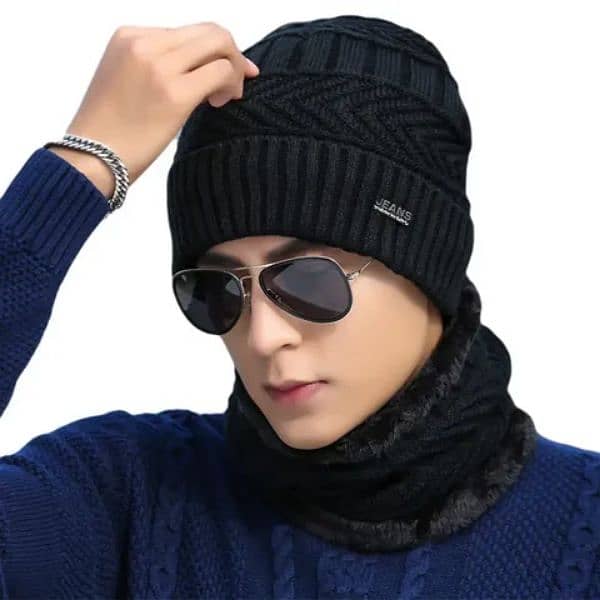 2 Piece Winter Wool Cap + Neck Warmer 4