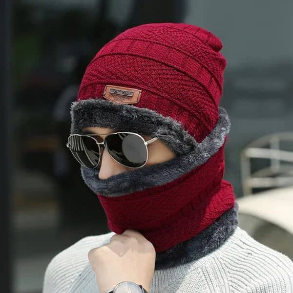 2 Piece Winter Wool Cap + Neck Warmer 8