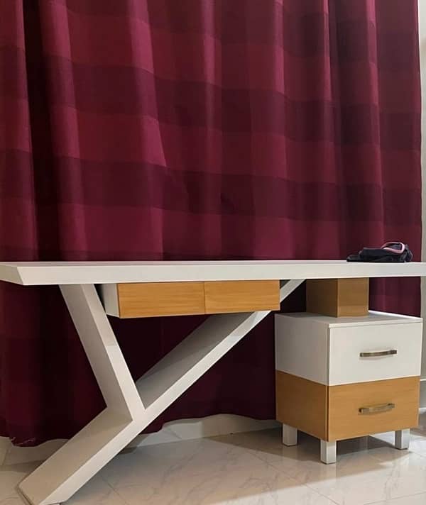 bed with side table and study table 0