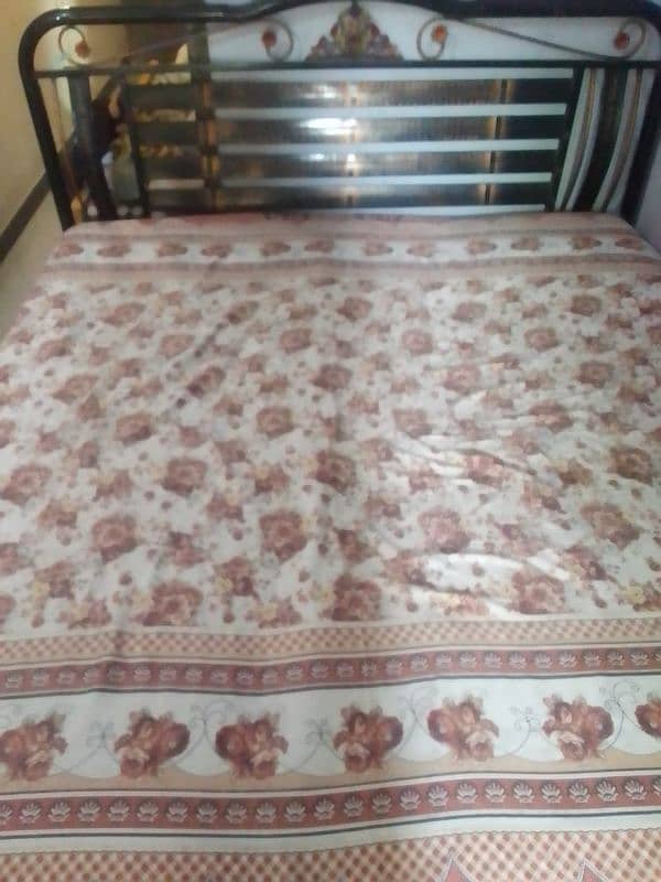 king size iron bed, double bed,  mattress. 2