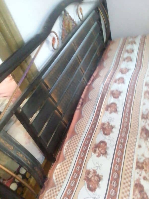 king size iron bed, double bed,  mattress. 3