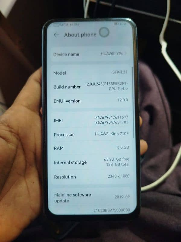 Huawei y9s 6/128 all OK with charger 19000 2