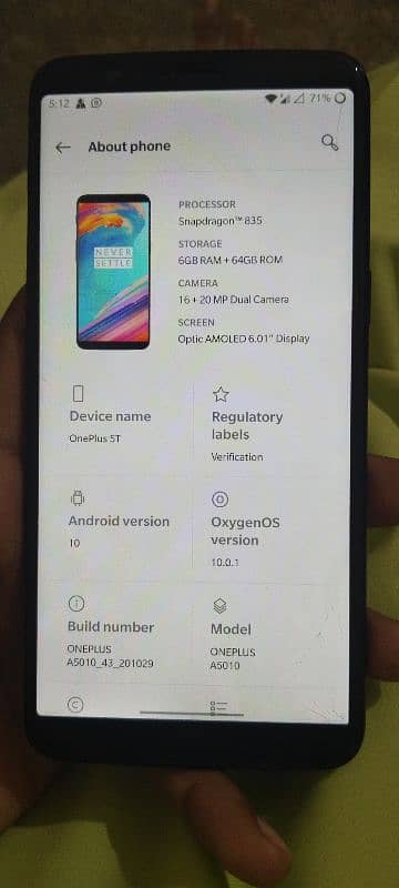 OnePlus 5t 6/64 dual approved 6