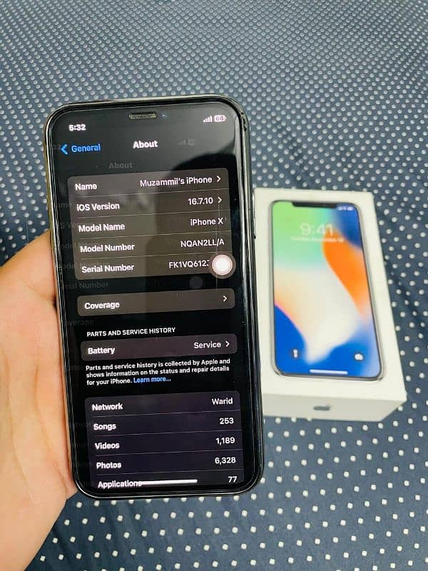 Iphone X 256 GB PTA APPROVED WITH BOX 9