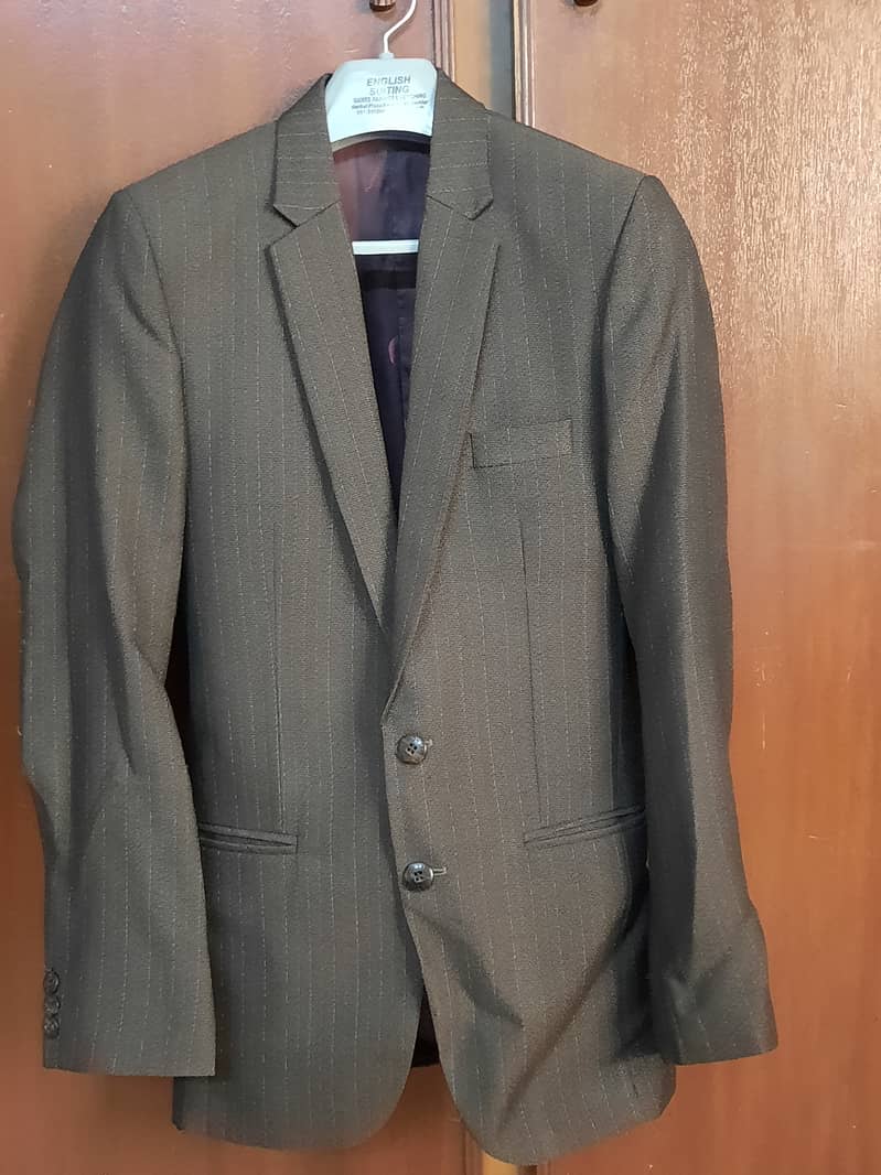 Pent coat suit with tie,Dark brown color,Slim fit 2 piece 2