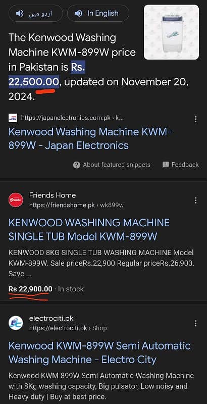 Haier Spinner and Kenwood Washer 9