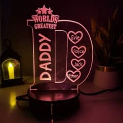 Acrylic name 3D  illusion lamps with light