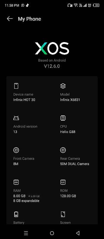 infinix hot 30 8/128  exchange possible 1