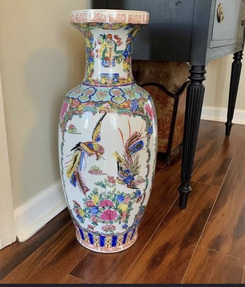 imported Chinese floor vase large hand painted porcelain 1