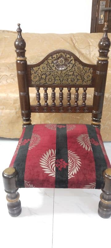 Elegant Wooden Carved Sofa Set with Red Velvet seats 2