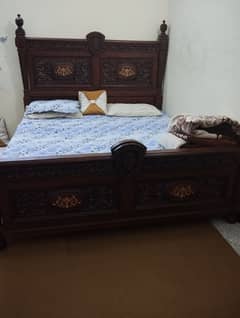 Pure Wood double Bed with two side tables and Singar Maiz