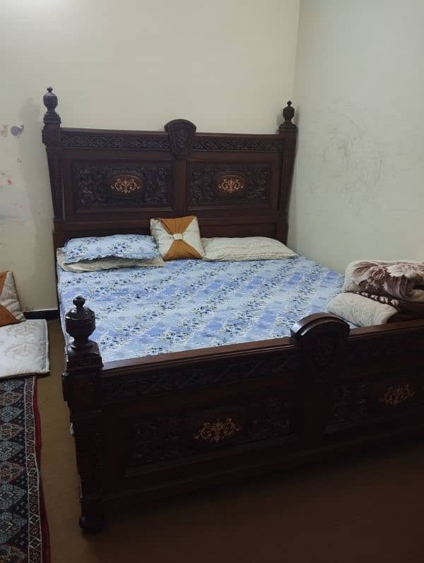 Pure Wood double Bed with two side tables and Singar Maiz 1