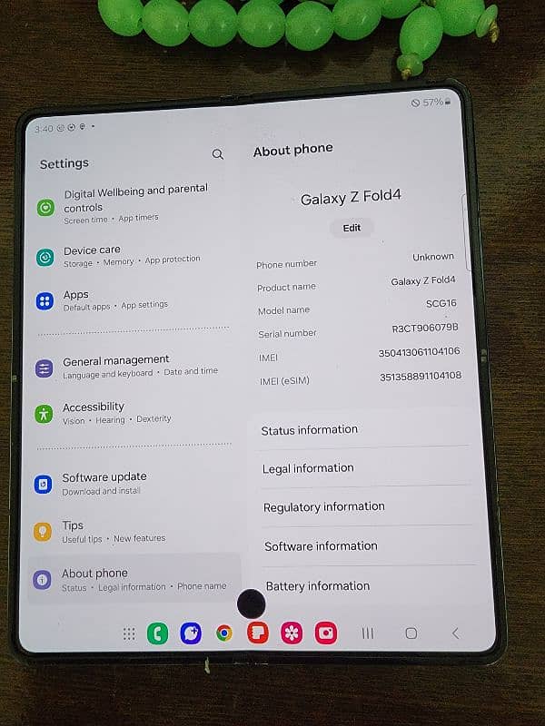 samsung Z fold 4 inside lcd litel dot PTA oficuel aprove 1