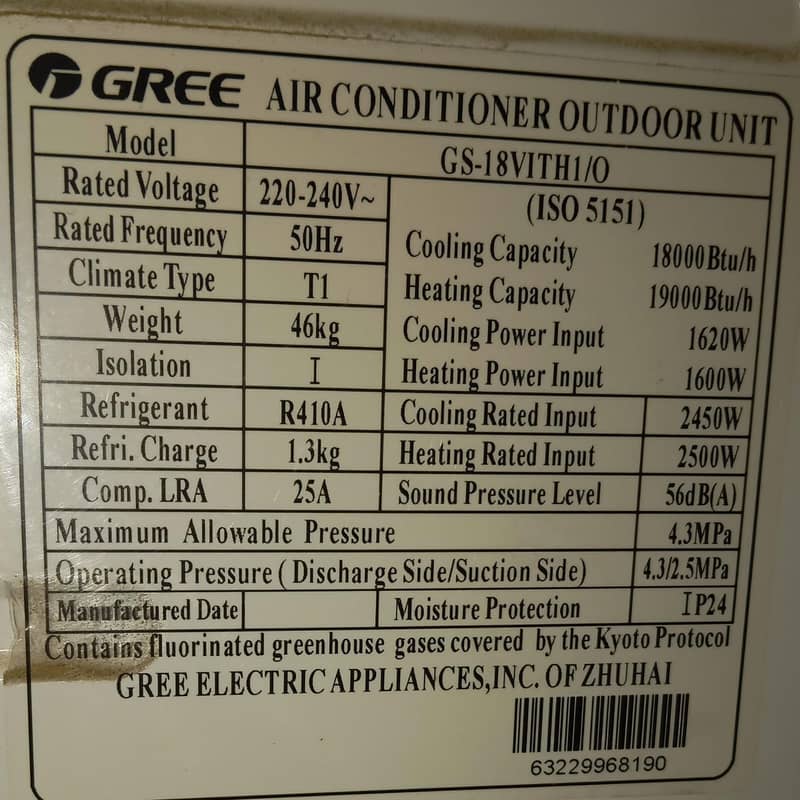 Gree Inverter AC 1.5 Ton (Viola) (GS-18VITH1/O) - Good Condition 3