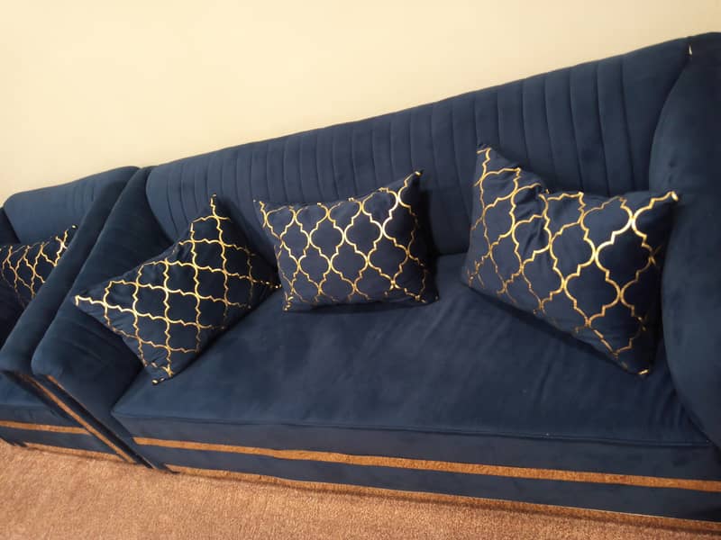 6 Seater Royal blue Poshish Sofa set 2