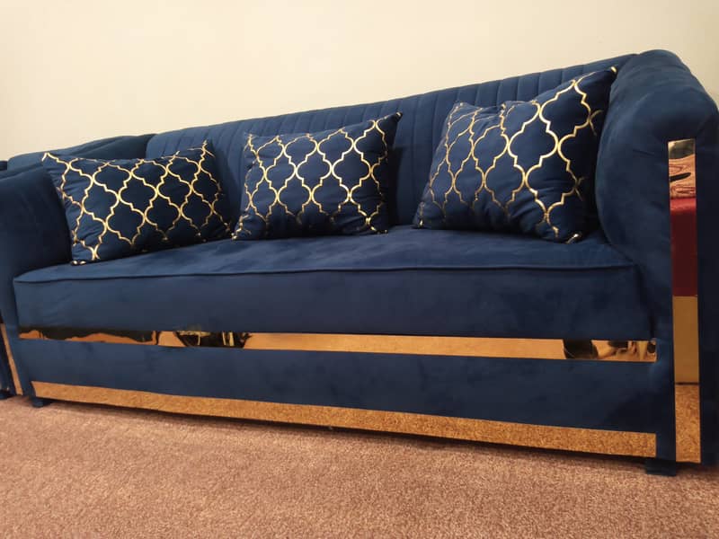 6 Seater Royal blue Poshish Sofa set 3