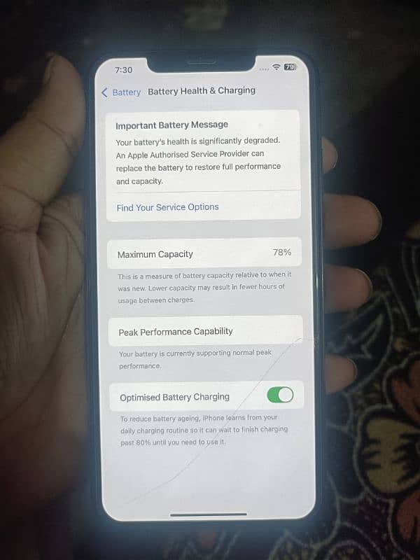 I phone xs max urgent salle no isu level battery timing 0