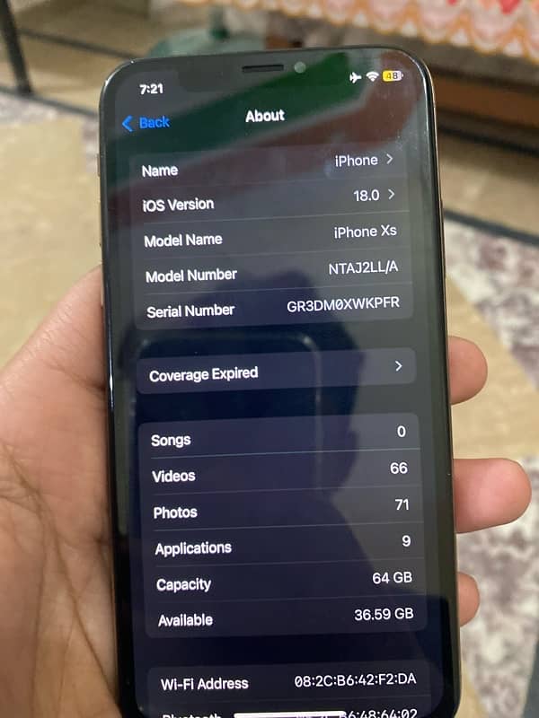 Iphone XS 64 GB LLA model JV 80% genuine 1