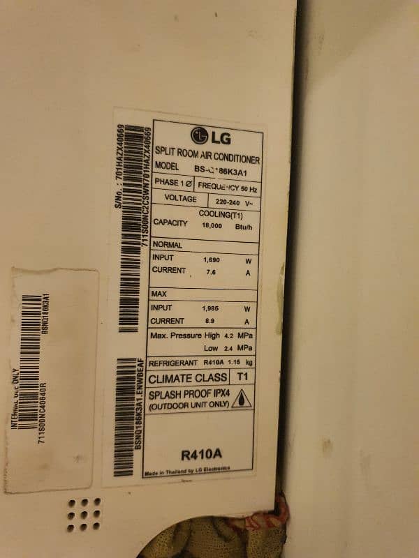 LG dual inverter 1.5 ton split ac BS-Q186K3A1 3