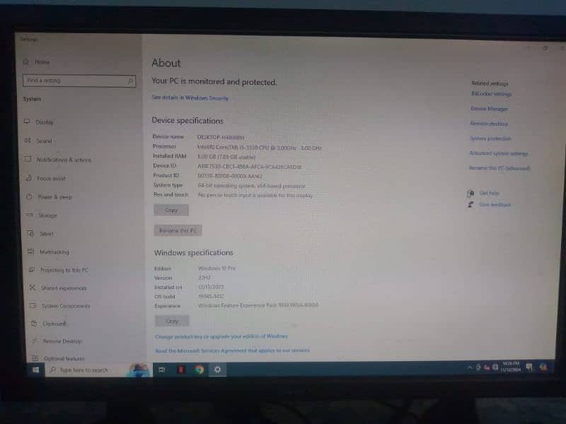 Dell core i5 3rd generation 8gb ram without harddisk. with lcd 7