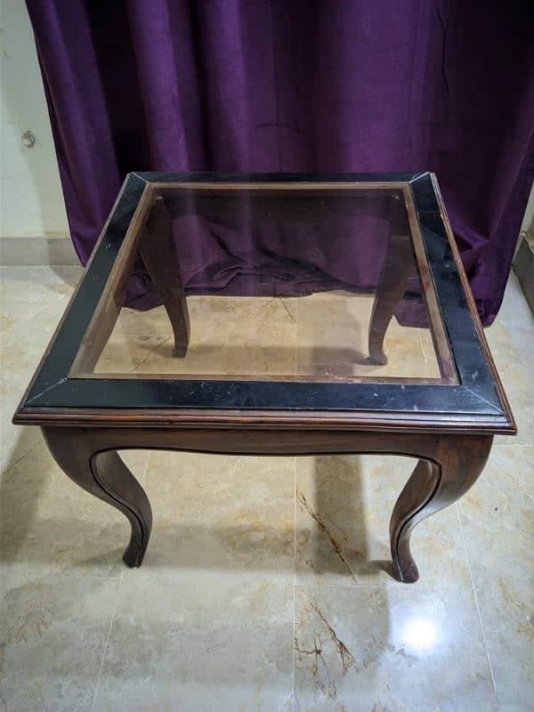 Set of 3 original sheesham wood table 0