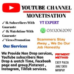 youtube Subscribers Watchtime views YouTube channel Monetisation