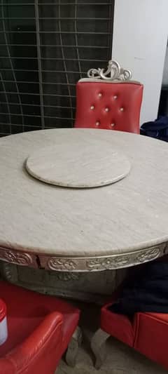 6 chairs marble dining table