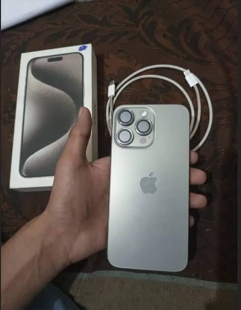 Iphone 15 Pro Max [Non PTA] Natural Titanium With Box And Accessories 0