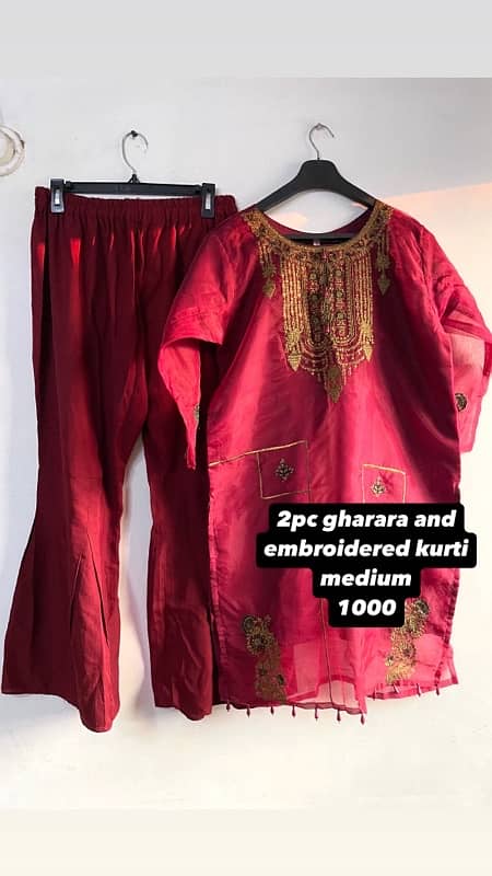 Embroidered 2pc Kurti & Gharara trouser 0