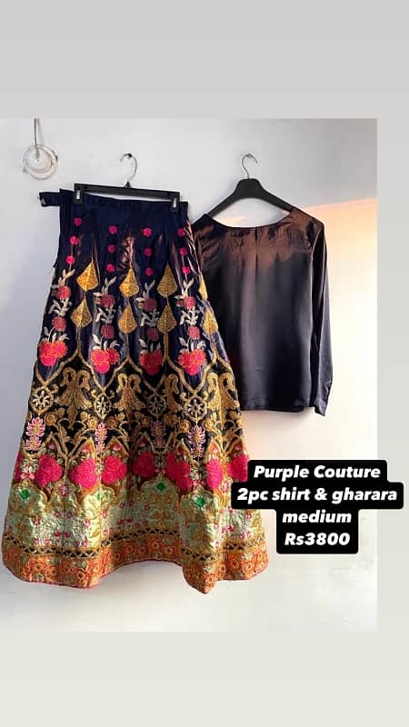 Purple Couture 2pc Heavy Sharara with shirt 0