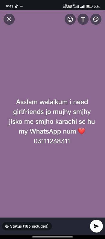 Asslam walaikum i need girlfriends jo mujhy smjhy jisko me smjho 0