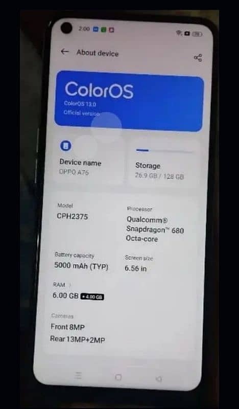 oppo a76.10/10 condition 1