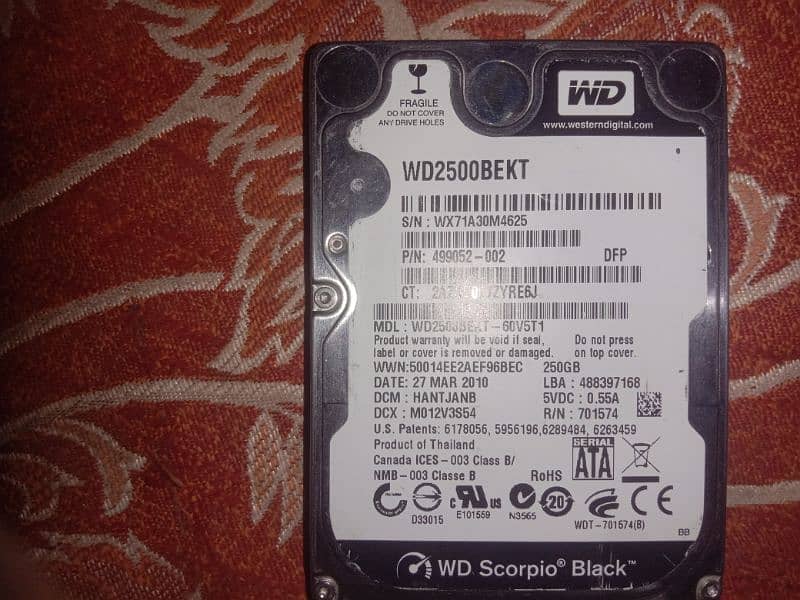 WD hard drive 100%health 250 gb 0