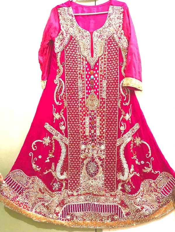 Shocking Pink Bridal Maxi with trouser and dupatta 1