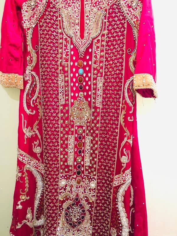 Shocking Pink Bridal Maxi with trouser and dupatta 6