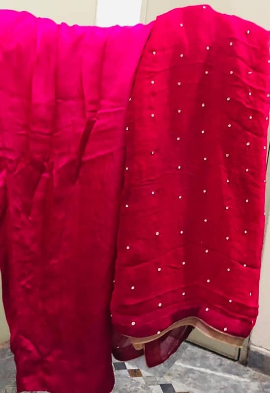 Shocking Pink Bridal Maxi with trouser and dupatta 7