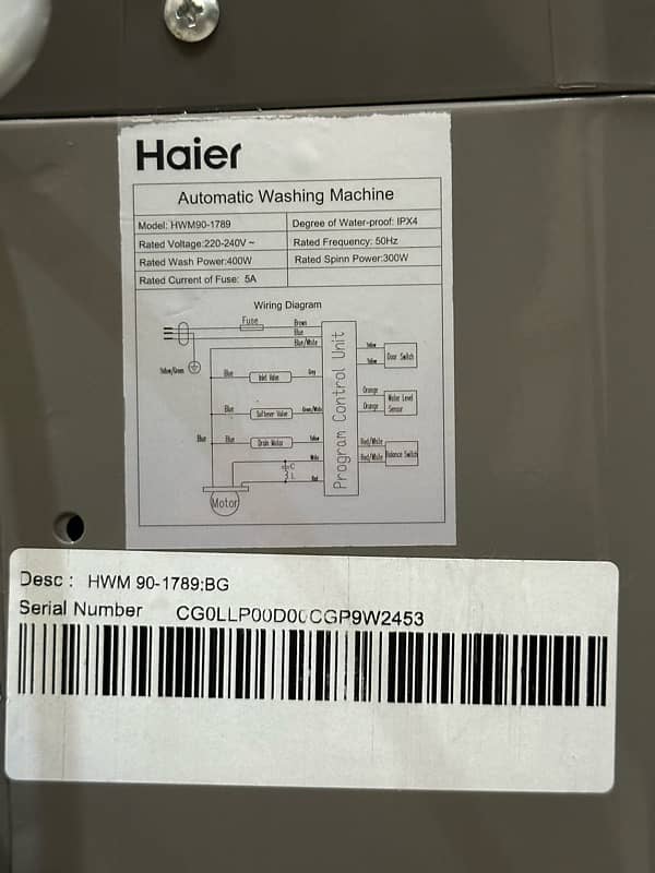 Fully Automatic Washing Machine HWM90-1789 with Advanced Technology 6