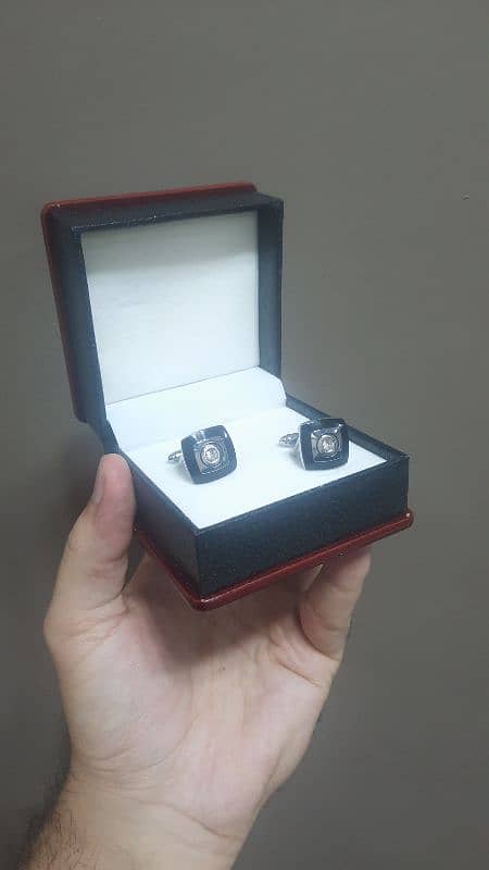 Silver Cufflinks with Black Accents 0