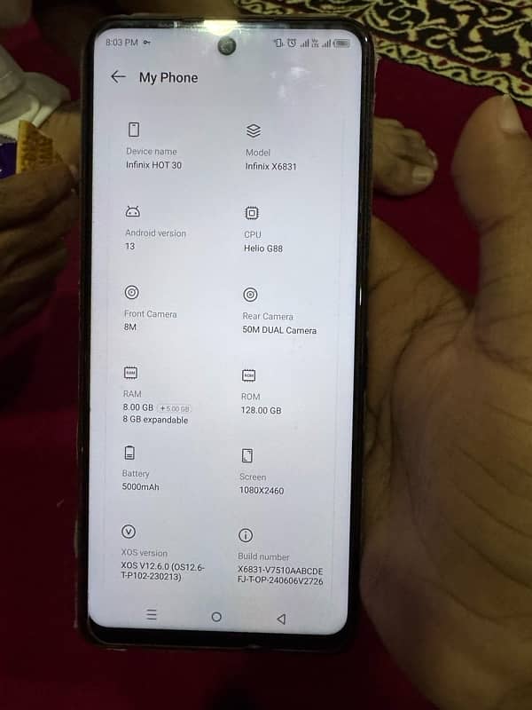 ifinix hot30 8+8 /128 gb 5