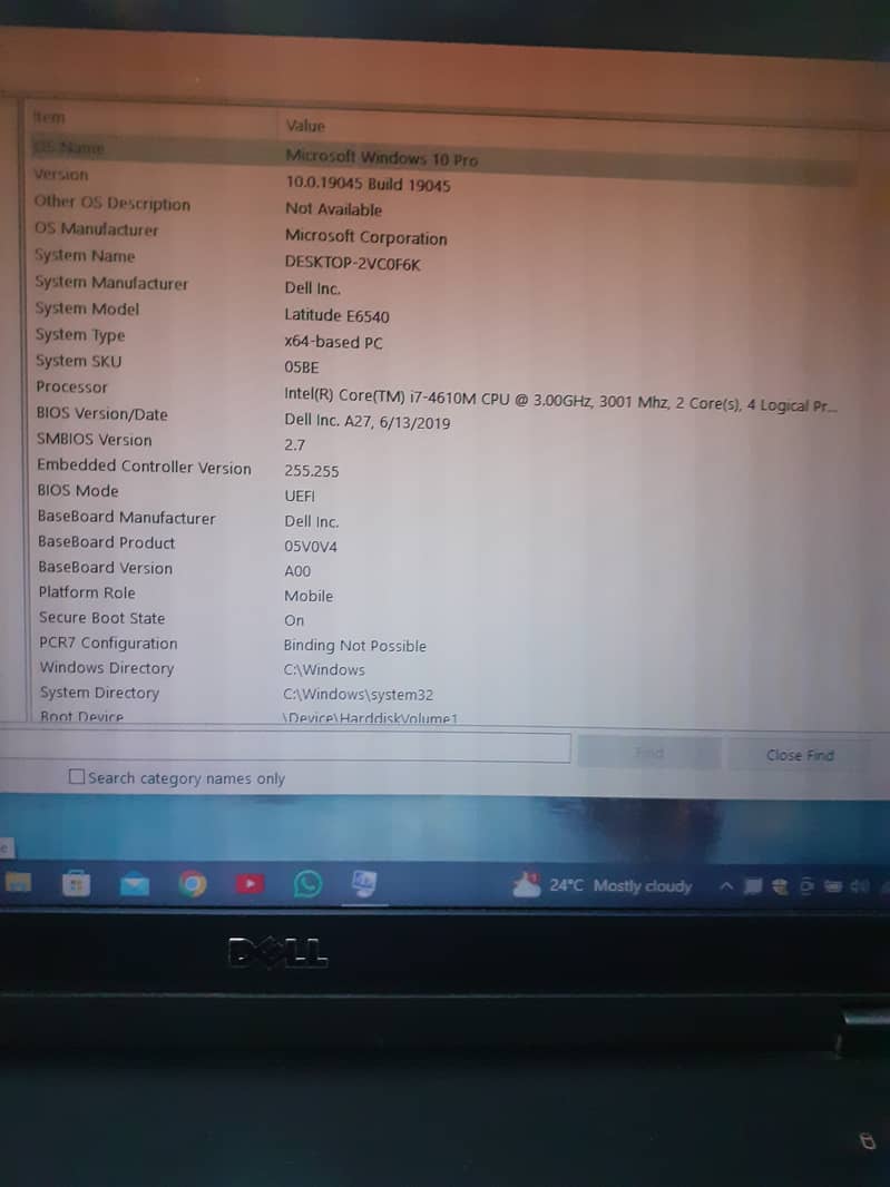 Dell laptop latitude E6540 11