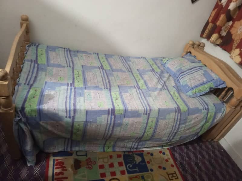 2wooden  single bed with mattress 1