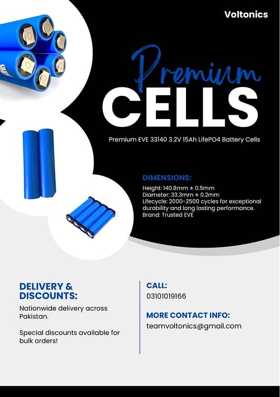 Premium EVE 33140 3.2V 15Ah LifePO4 Battery Cells 4